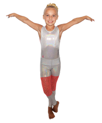 White Sparkle with Coral Mesh Yoga Pant