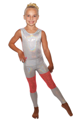 White Sparkle with Coral Mesh Yoga Pant