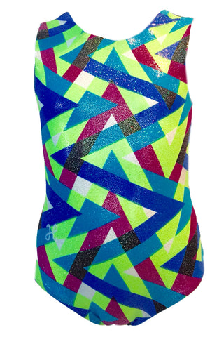 Neon Sparkle Geo Open-Back Leotard