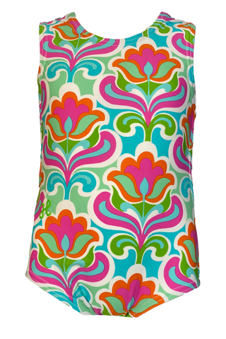 Retro Flower Open Back Leotard