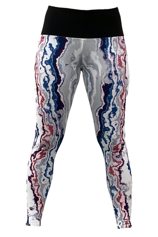 Grey, Blue & Red Geode Yoga Pant