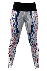Grey, Blue & Red Geode Yoga Pant
